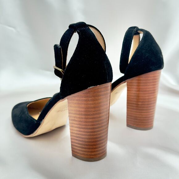 Soludos The Colette Black Split Suede Leather Block Heels Sandal Size 9 - Picture 2 of 11